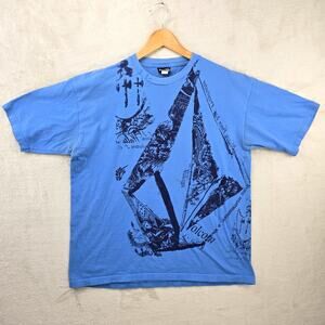 Vintage Volcom Shirt Mens XL Blue Script Logo Graphic Tee Y2K Skater Surf